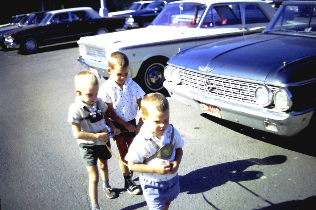 An old picture of us boys in what I suspect was the Steinberg's parking lot.