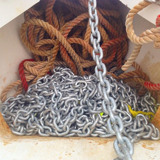 Shiny new chain! Repairs done and we are ready to resume the random floating...