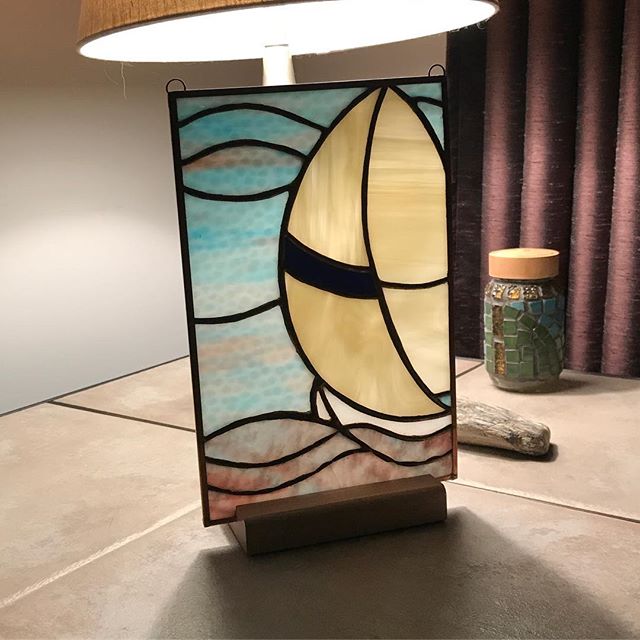 One of the few nice things about short winter nights is the backlight possibilities ? #stainedglass #winternights #sailing